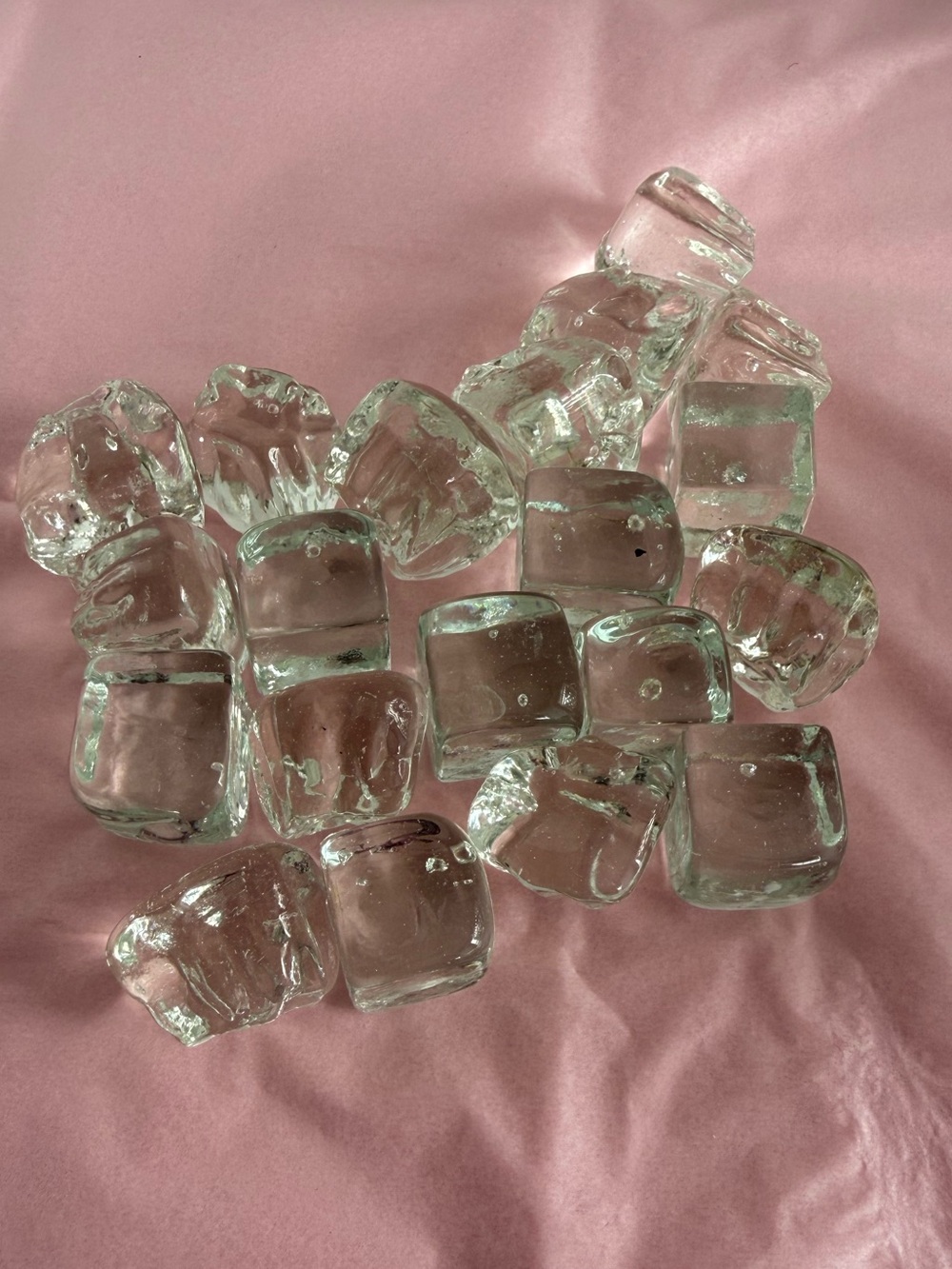 Clear Glass Ice Cube Decorative Accents - Set of 25